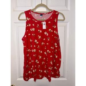 Old navy luxe floral orange peach tank size large 1507 J